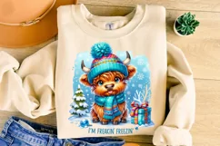 I'm Freaking Freezing PNG, Winter Highland Cow, Cozy Season Product Image 1