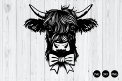 Highland Cow With Bow SVG, Highland Cow SVG Product Image 1