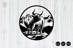 Highland Cow With Mountain SVG, Highland Cow SVG Product Image 1