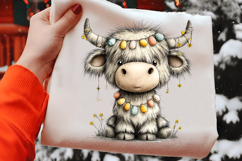 Highland Cow with Painted Egg Garland Clipart Product Image 2