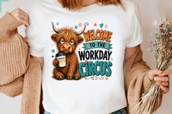 Highland Cow Workday Circus Funny PNG Sublimation Design Product Image 2