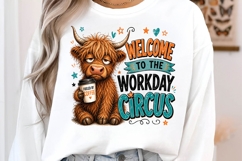 Highland Cow Workday Circus Funny PNG Sublimation Design Product Image 3