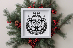 Christmas Highland Cow with Christmas Wreath Product Image 2