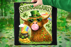 Shenanigans Highland Cow St Patrick's Day PNG, Lucky Day PNG Product Image 2