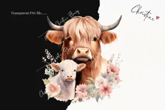Mommy and Me Highland Cow PNG | Spring PNG Product Image 2
