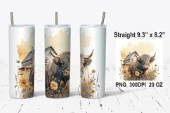 Highland Cow Farmhouse Tumbler Wrap, Highland Cow PNG Product Image 1