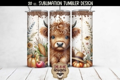 Fall Highland Cow 4 Designs - 20 oz Sublimation Tumbler PNG Product Image 2