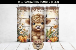 Fall Highland Cow 4 Designs - 20 oz Sublimation Tumbler PNG Product Image 3