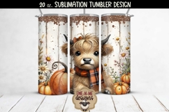 Fall Highland Cow 4 Designs - 20 oz Sublimation Tumbler PNG Product Image 4