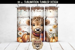 Fall Highland Cow 4 Designs - 20 oz Sublimation Tumbler PNG Product Image 5