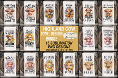 Highland Cow Kitchen Towel Bundle | 16 PNG Files Product Image 2
