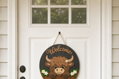 Highland Cow SVG Welcome Sign | Layered Laser Cut File Product Image 4