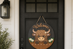 Highland Cow SVG Welcome Sign | Layered Laser Cut File Product Image 5