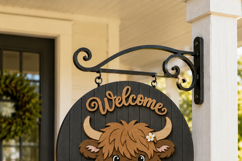 Highland Cow SVG Welcome Sign | Layered Laser Cut File Product Image 3