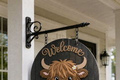 Highland Cow SVG Welcome Sign | Layered Laser Cut File Product Image 7
