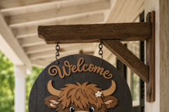 Highland Cow SVG Welcome Sign | Layered Laser Cut File Product Image 11