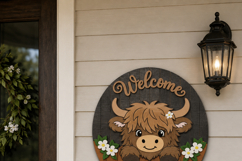 Highland Cow SVG Welcome Sign | Layered Laser Cut File Product Image 12