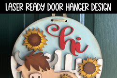 Highland Cow Door Hanger | Hi Highland Cow Laser Cut SVG Product Image 2