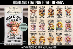 Highland Cow Kitchen Towel Bundle | 16 PNG Files Product Image 1