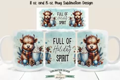 Highland Cow Holiday Spirit 11 &15 oz Mug Sublimation Design Product Image 1