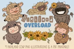 Highland Overload|9 PNG Highland Cow Clipart & PDF Printable Product Image 1