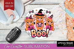 Highlang Cow Halloween Car Coaster Spooky Season Coaster PNG Product Image 1