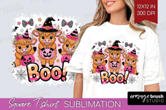 Highlang Cow Halloween Square Tshirt Background Spooky PNG Product Image 1