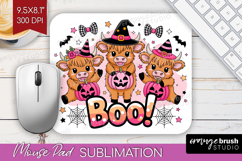 Highlang Cow Halloween Mouse Pad Sublimation Spooky Season Product Image 1