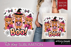 Highlang Cow Halloween Tote Bag Spooky Season Tote Bag PNG Product Image 1