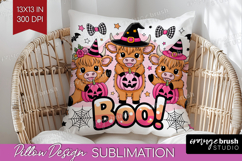 Highlang Cow Halloween Pillow Sublimation Spooky Season Product Image 1