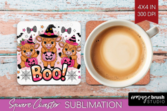 Highlang Cow Halloween Square Coaster Spooky Season Coaster Product Image 1