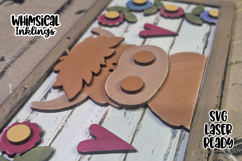 Highland Cow and Flowers Sign Laser SVG Product Image 2