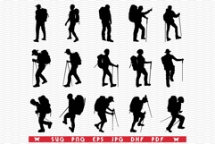 SVG Hikers, Black Silhouettes, Digital clipart Product Image 1