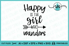 Happy Girl Who Wanders Hiking SVG Quote Cut File Product Image 1