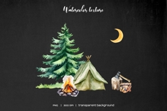 Watercolor camping clipart Hiking equipment set Camping PNG Product Image 3