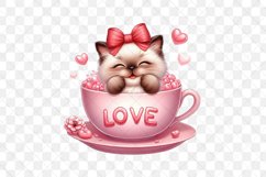 Valentines Day Cat Sitting in Tea Cup Product Image 3