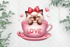 Valentines Day Cat Sitting in Tea Cup Product Image 1