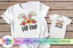Hip Hop Bunny Sublimation | Bunny Ears With Flowers Print Product Image 1