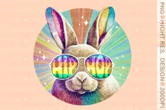 HIP HOP PNG, groovy Easter bunny sublimation design Product Image 1