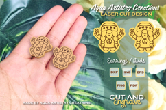 Hippie Peace Gnome Earrings, Studs Laser Cut Template SVG Product Image 1