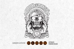 Hippie skull head bohemian style good vibes illustrations Product Image 1