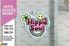 Hippie Wooden Magnet Laser Cut. Hippie Design SVG Product Image 1