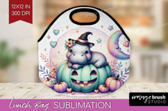 Hippo Halloween Lunch Bag Coquette Lunch Bug PNG Sublimation Product Image 1