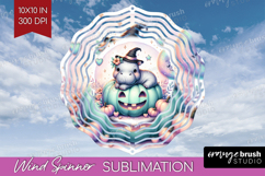 Hippo Halloween Wind Spinner Sublimation PNG Coquette Round Product Image 1