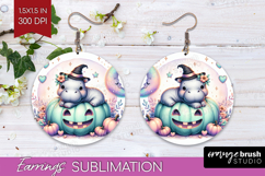 Hippo Halloween Round Earrings Coquette PNG Sublimation Product Image 1