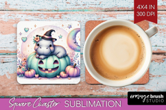 Hippo Halloween Square Coaster Coquette Coaster PNG Product Image 1