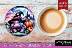 Hippo Halloween Round Coaster Cute Animal Coaster PNG Product Image 1