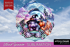 Hippo Halloween Wind Spinner Sublimation PNG Cute Animal Product Image 1