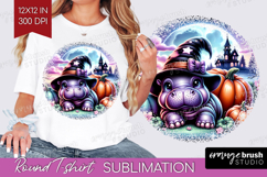 Hippo Halloween Round Tshirt Background Cute Animal PNG Product Image 1