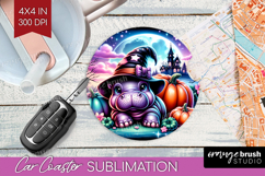 Hippo Halloween Car Coaster Cute Animal Coaster PNG Product Image 1